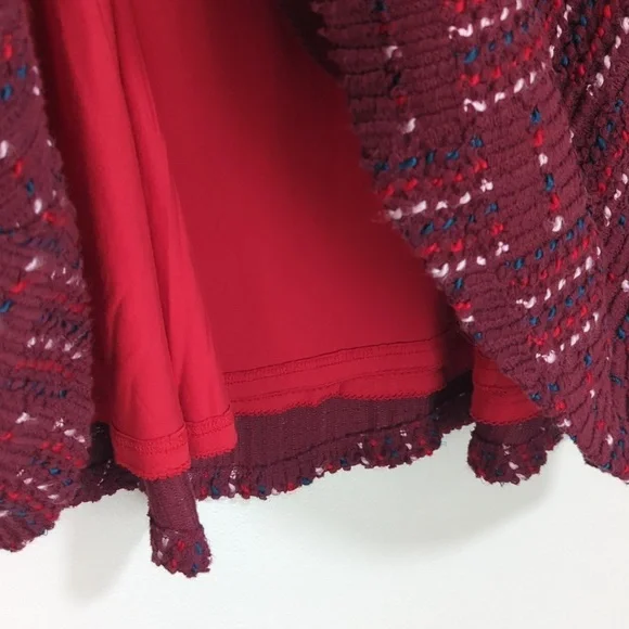 Anthropologie Maeve Anisa Red Textured A Line Midi Skirt Size XS - Picture 7 of 8